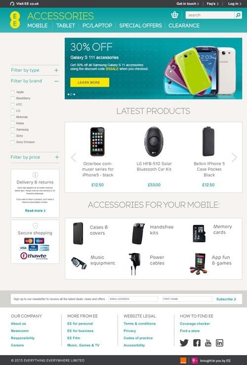 EE landing page