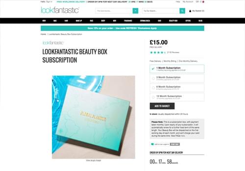 Look fantastic - Subscriptions